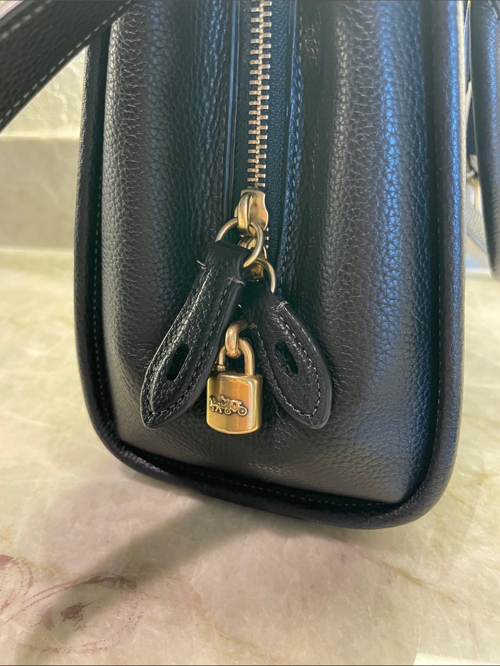 Coach Black Pebbled Leather Satchel with Gold Hardware - Picture 6 of 11
